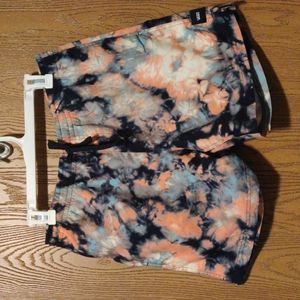 Vans Tie-Dye Athletic Shorts in Black, Coral & Light Blue